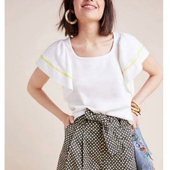 Anthropologie Tops - Anthropologie Maeve Sherman Flutter Sleeve Top